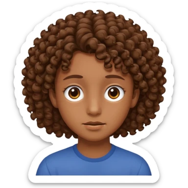 adolescent au visage impassible. Cheveux chatains frisés sticker