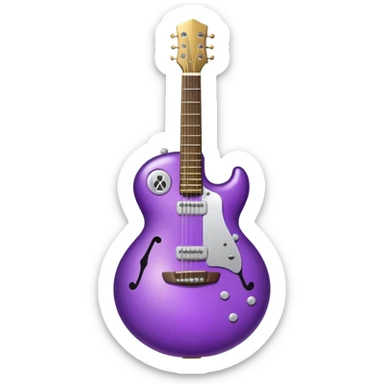 a purple Christmas ornament with a guitar sticker