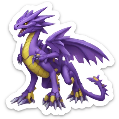  Edgy Purple Yellow Digimon-Fakemon-Reptile-Dragon-Mecha full body sticker