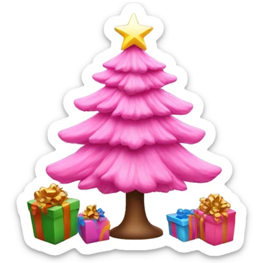 Pink Christmas tree with presents sticker