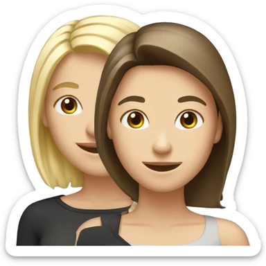 Happy Brunette hair friend and a blonde hair friend  sticker