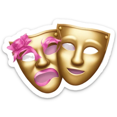 2 pink gold theatre masks sticker