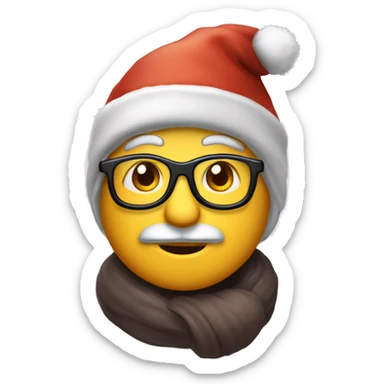 Père Noël mignon avec un tuque et lunettes dorées  sticker