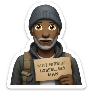homeless man with sign sticker
