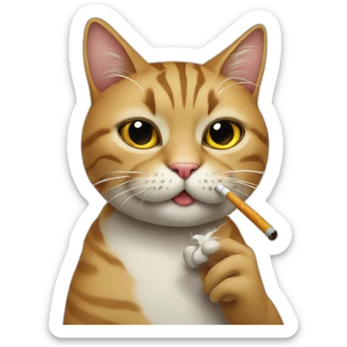 cat smoking a cigarette sticker