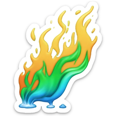 Green fire putting itself out with water sticker