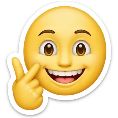 Emoji tête jaune avec un sourire et le doigt sur les dents  sticker