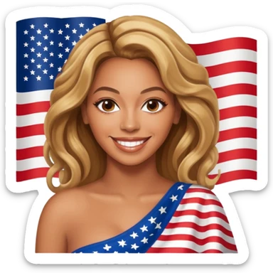 Beyonce with american flag sticker