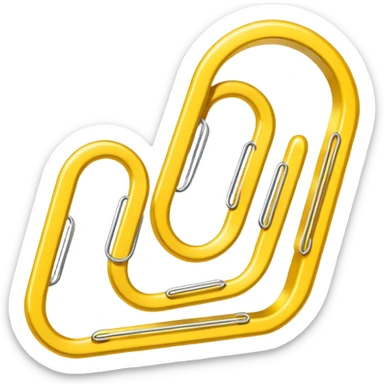 The emoji is a yellow paperclip positioned diagonally, with its two main loops clearly visible, suggesting the function of an attachment or a hyperlink. sticker