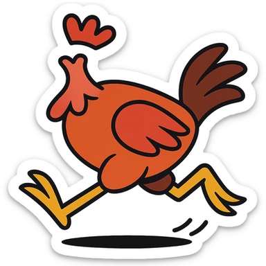 headless chicken running, cartoon style sticker