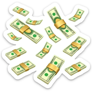 Add more cash flying around, bundles of US dollars, casino winnings vibe, lucky flight, jackpot feeling sticker