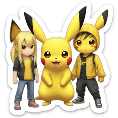 Pichu,Pikachu and Raichu standing next to each other sticker