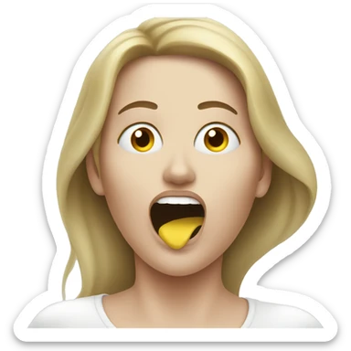 Woman lying on the ground. Ghost escaping through her mouth.  sticker