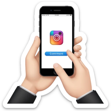 smartphone wirting an instagram comment sticker