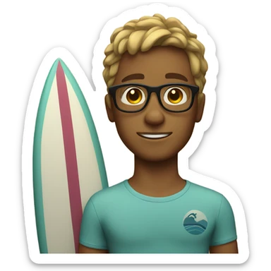 Surfer boy with glasses sticker
