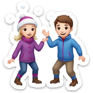 snowball fight pair each other sticker