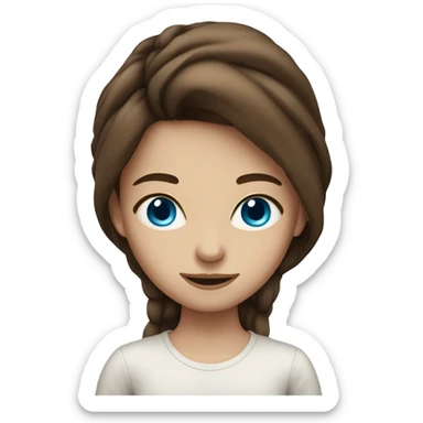 girl with extremely long brown hair, blue eyes sticker