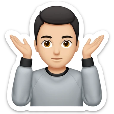 Saçı arkadan bağlı beyaz tenli kirli sakallı 24 yaşlarında üzerinde gri  sweat olan bir erkek çiz sticker