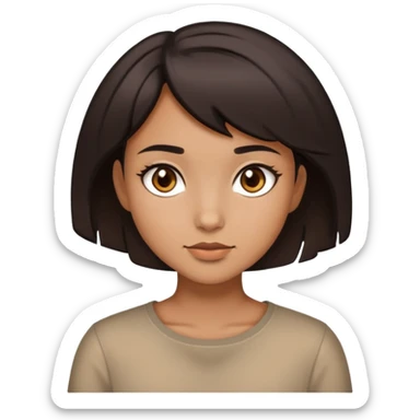 Tan girl with dark short hair and dark brown eyes  sticker