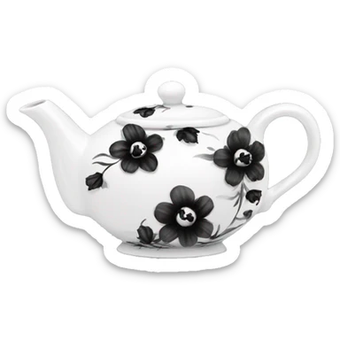 Porcelain tea set with black flowers  sticker