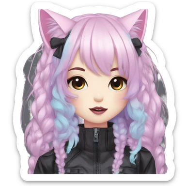 Edgy Kawaii Cute Cool Pastel Cartoon Beautiful Elegant Pretty Anime Punk Techwear Gothic Catgirl sticker