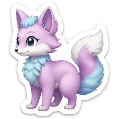 Kawaii bright fantasy ethereal anthro fursona Fakemon with tufted tail  sticker