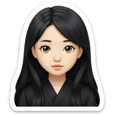Japanese girl light skin long black hair black blouse  sticker