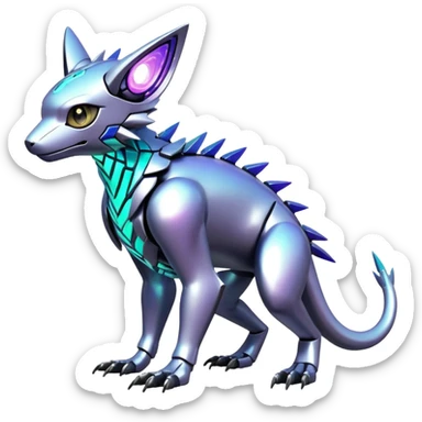  exotic shiny futuristic modern cyber-Fakémon-Digimon-Trico-creature sticker