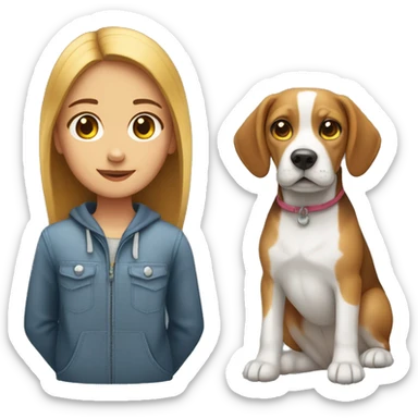 A girl whit a beagle  sticker