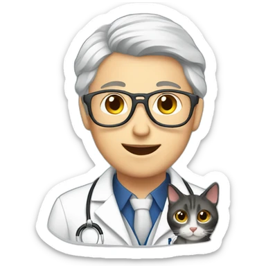 White Doctor with cats in airplane sticker