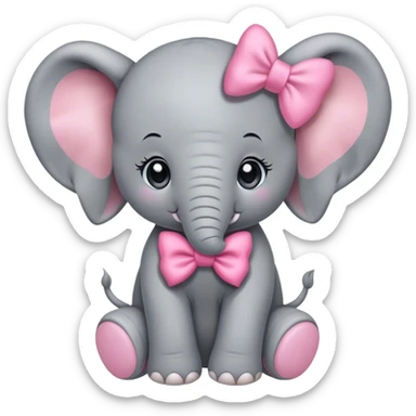 baby elephant with pink bow sticker
