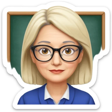 Catherine is 53 years old, she live with her husband and she is a literature teacher sticker