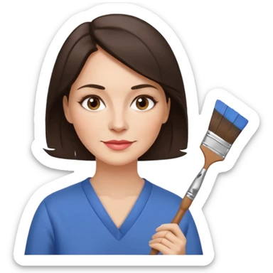 FEMME 45 ANS ET PLUS BRUNE ARTISTE PEINTRE AVEC UN PINCEAU sticker