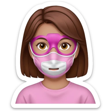 girl with a pink facemask sticker