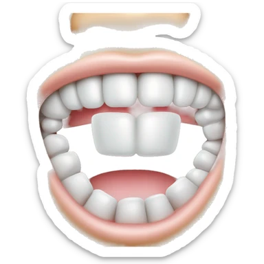 human mouth with white chewing gum sticker