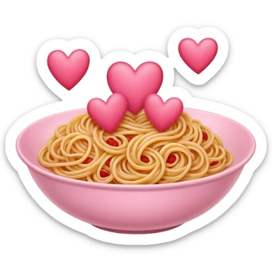 Spaghetti shaped like hearts with no plate, make the spaghetti pink sticker