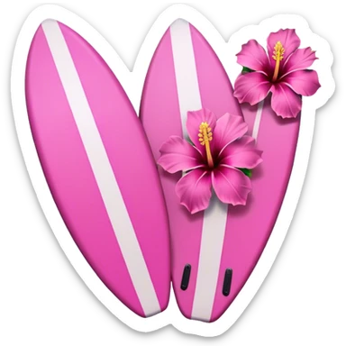 pink surf board with hibiscus  sticker