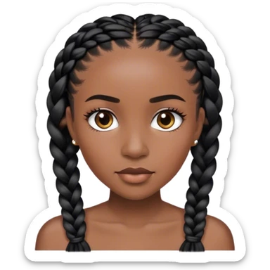 black woman with black braids and lash extensions  sticker