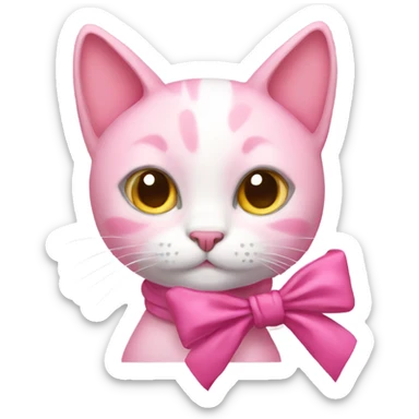 Pink cat with a bow sticker