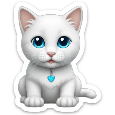 weiße babykatze mit tiefblauen augen sticker