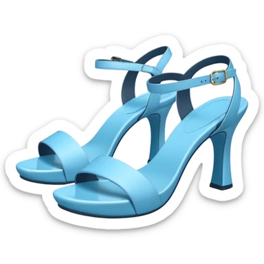 A 3D cartoon sky-blue open-toe sandal with ankle straps and smooth curved sole, isolated plain background, Memoji-style rendering. sticker