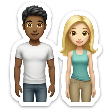 👫 but both girl and boy are tall, girl has black hair, boy is blonde sticker
