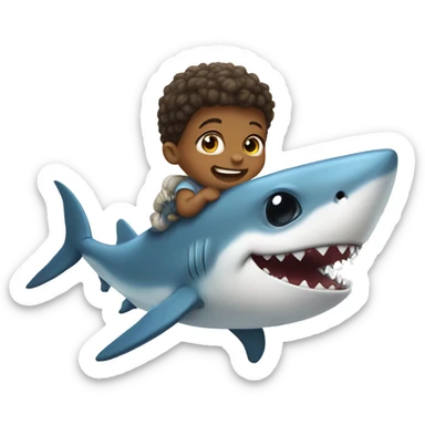 Cute baby riding a shark sticker