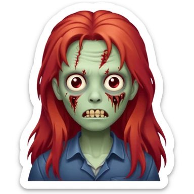 Franja cabelo ruivo comprido zombie fofo sticker