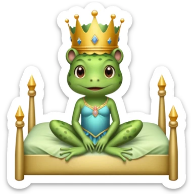 frog princess sitting on bed sticker