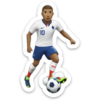 Kylian Mbappé jouant au foot avec l'équipe de France sticker