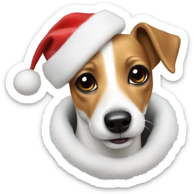 Jack Russell dog wearing a Christmas coat ￼ sticker