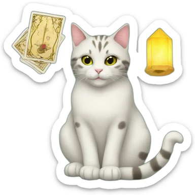 cat and tarot cards sticker