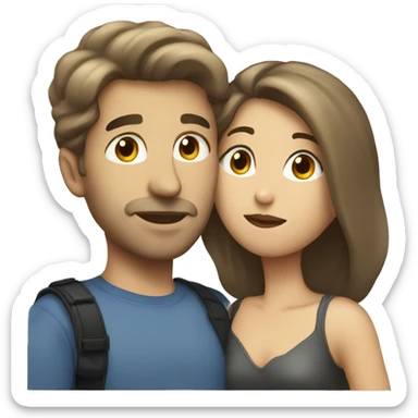 White brunette couple kissing sticker