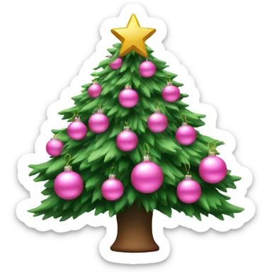 Christmas tree with pink ornaments  sticker